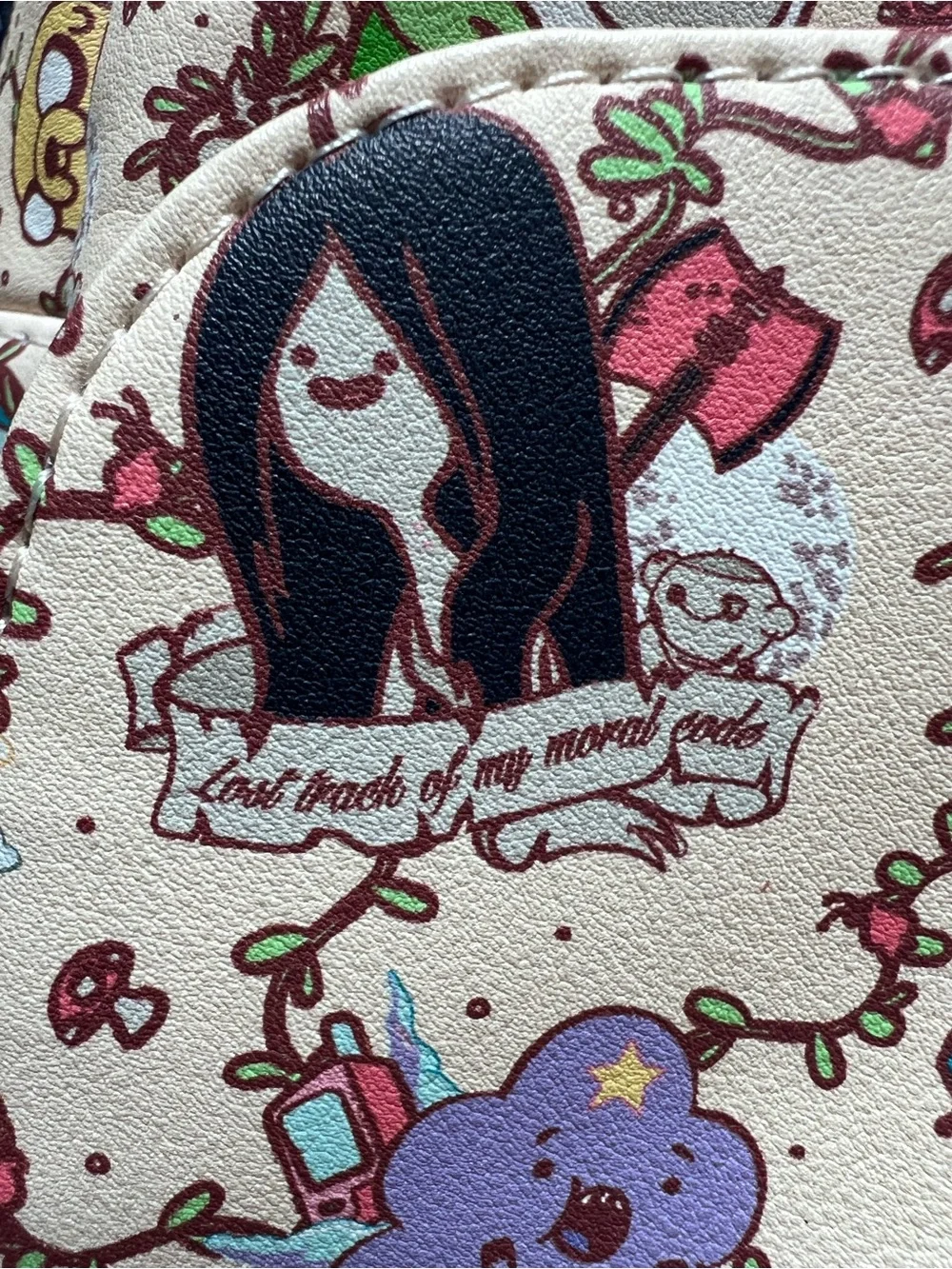 Loungefly Adventure Time Character Backpack Cream with Burgundy Trim
